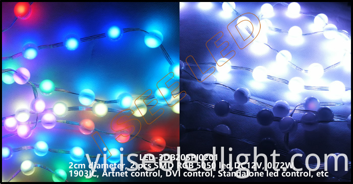 2cm 3D led ball rgb SPI1903 2 led 3D led bead light